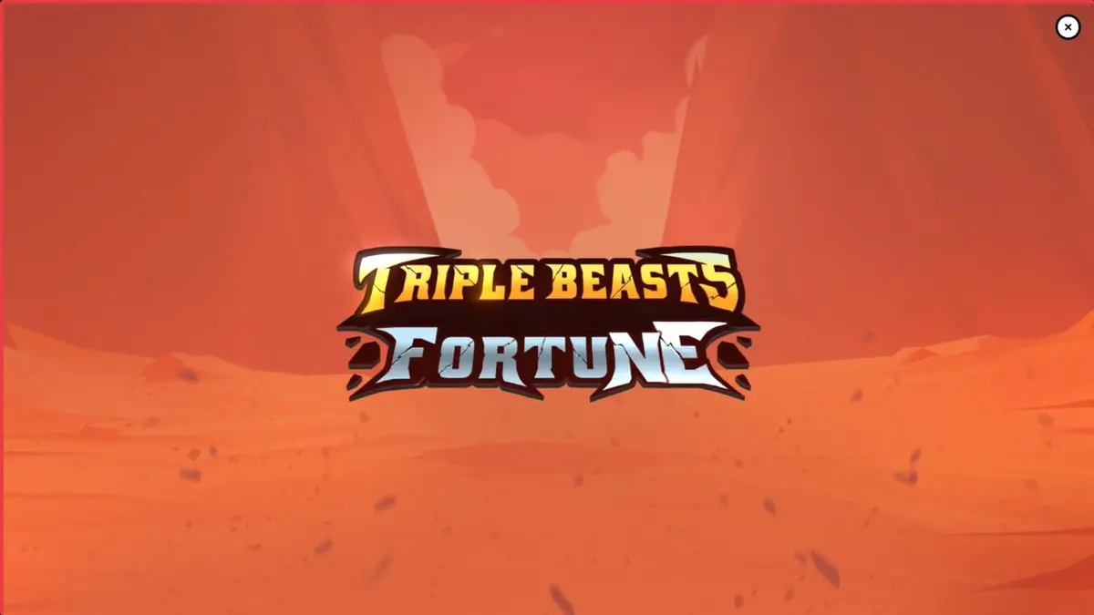 Tampilan visual slot Triple Beasts of Fortune dengan latar belakang ngarai prasejarah